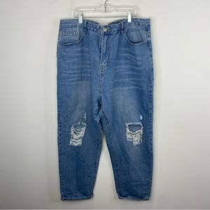 NWOT Shein Baggy Jeans Distressed Denim Pants Plus Size